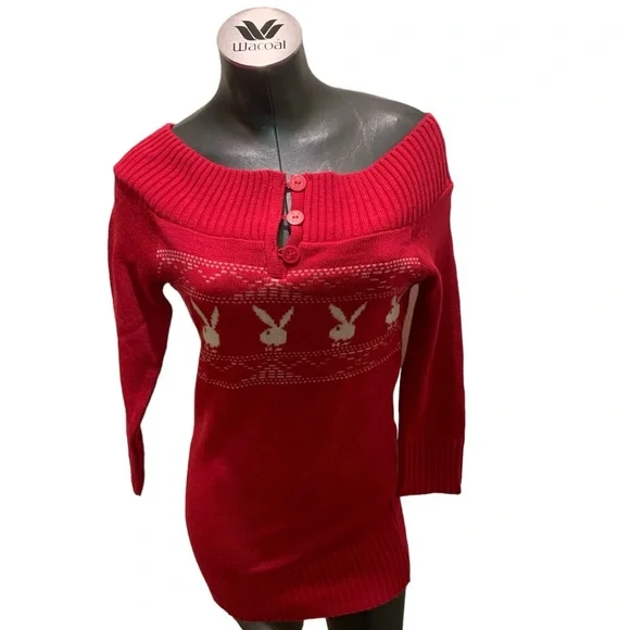 RARE PLAYBOY Dead Stock Vintage Sweater Dress Pink Y2K. - Picture 9 of 12